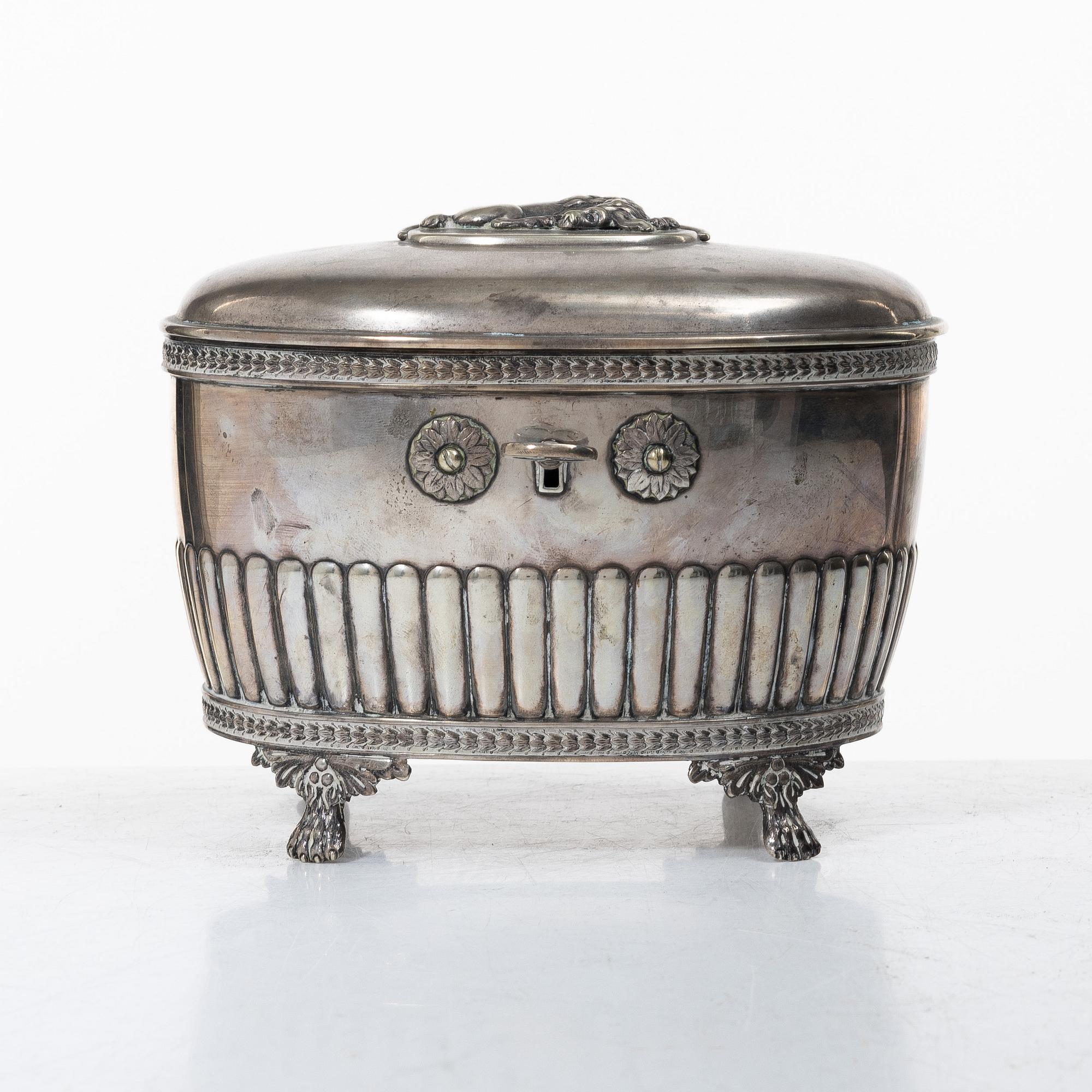 Sockerskrin, silver, gustaviansk stil, CG Hallberg, 1922.