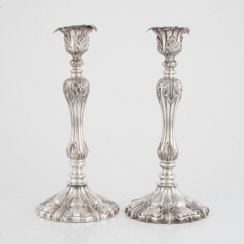 A pair of Swedish silver candlesticks, mark of Gustaf Möllenborg, Stockholm, probably 1857.