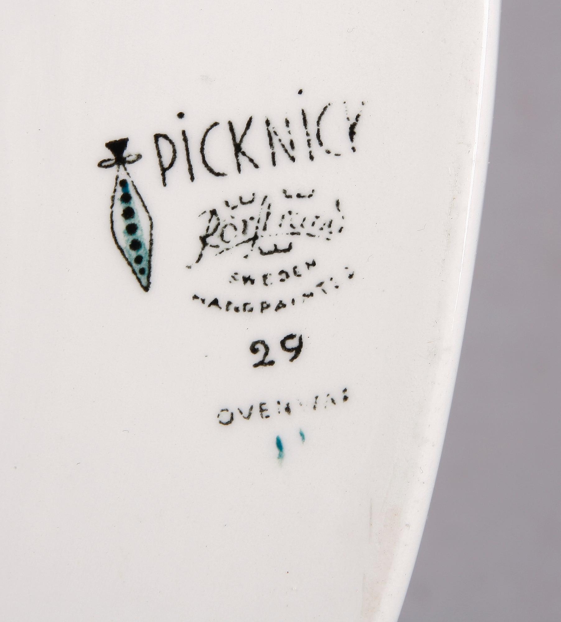 PARTI PORSLIN, 3 delar, "Picknick" Marianne Westman, Rörstrand.