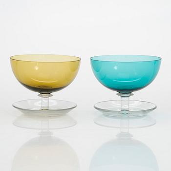 Saara Hopea, a 12-piece set of glass dessert bowls model '1344', Nuutajärvi Finland. Designed year 1952.