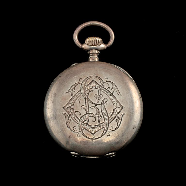 FICKUR, silver, Halda, boett stämplad Henning Hammarlund, Karlshamn, 1902. Vikt 100 g.