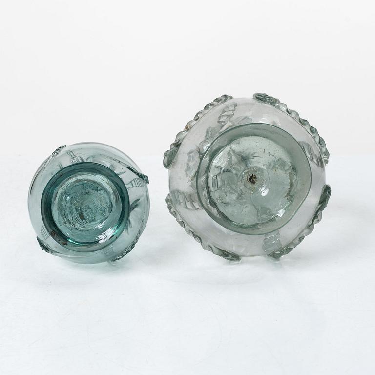 Two bottles, so called kluckaflaskor, 18th/19th century.