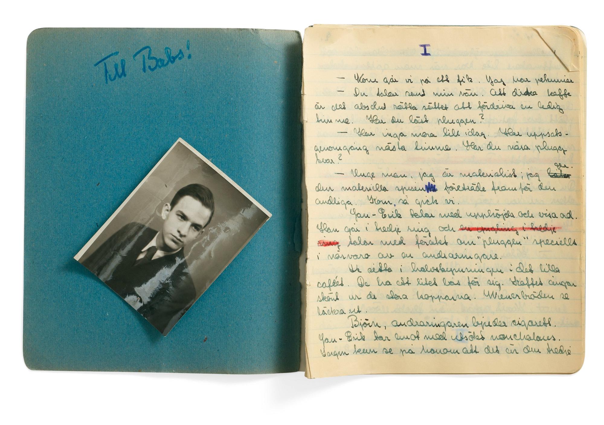 INGMAR BERGMAN (1918-2007), anteckningsbok med handskrivet drama, embryot till "Hets", 1930-tal.