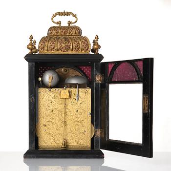 A Queen Anne ebonized and brass-mounted bracket clock marked 'Markwick London', circa 1700.