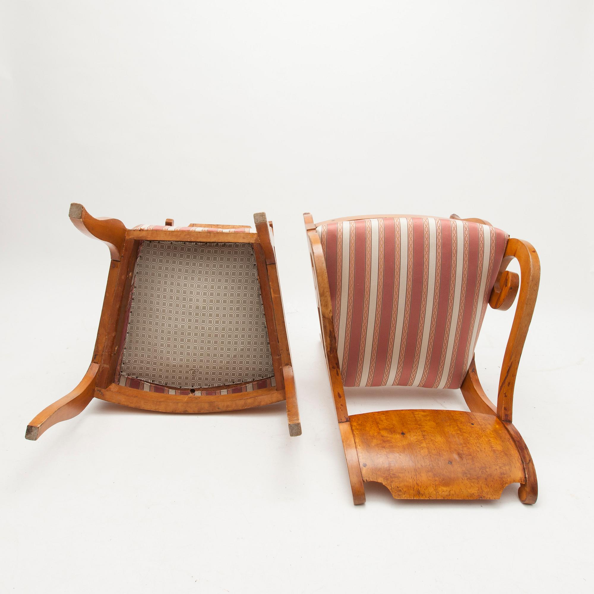 KARMSTOLAR, ett par, biedermeier, Finland 1800-talets första hälft.