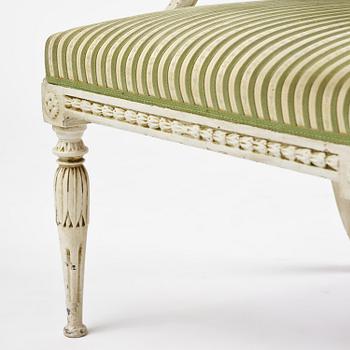 A late Gustavian open back armchair, Stockholm, late 18th century.