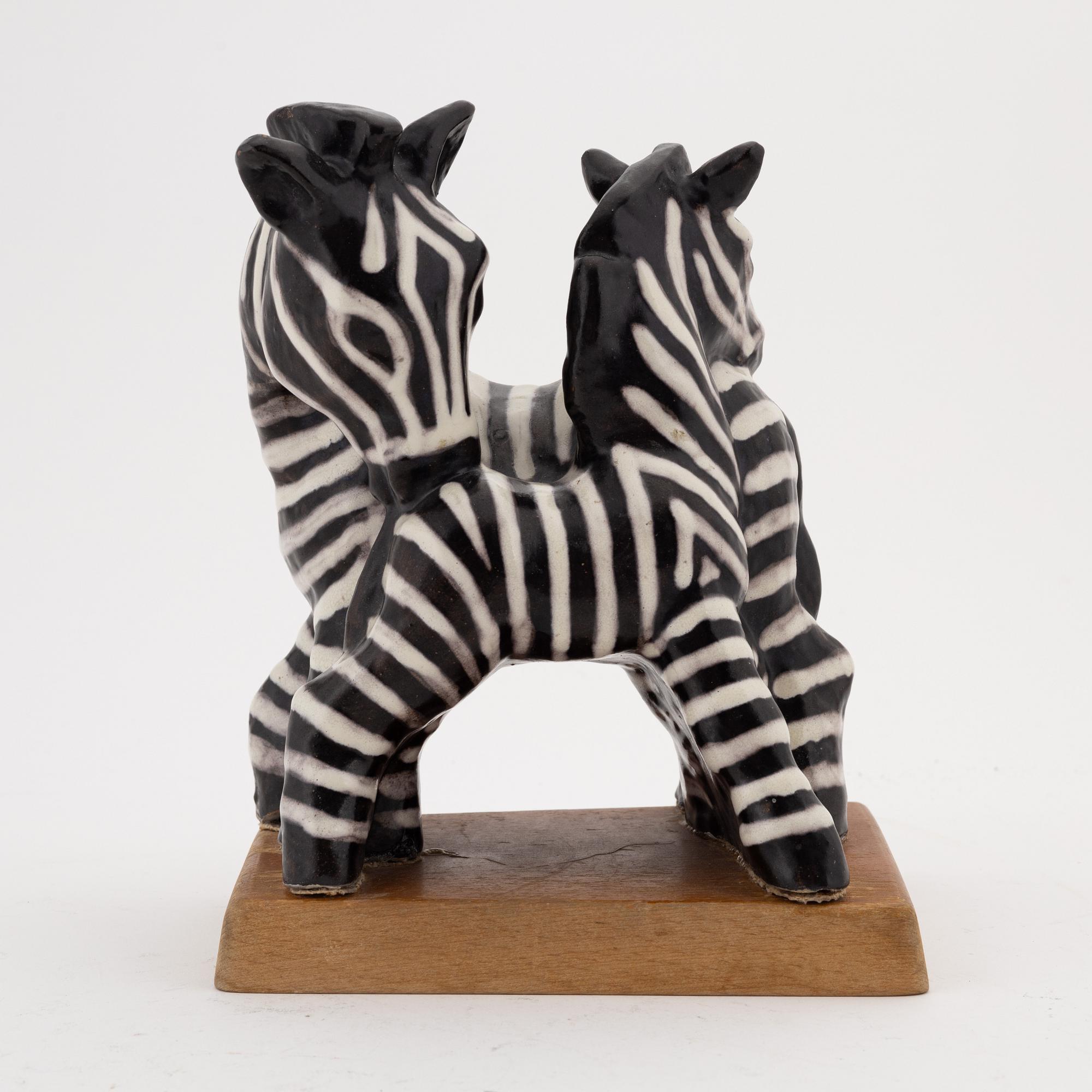 Vicke Lindstrand, a stoneware zebra sculpture, Upsala-Ekeby, Sweden.