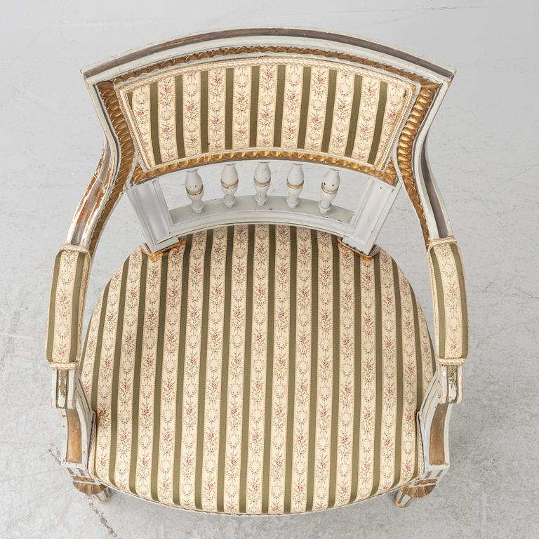 A pair of Gustavian style armchairs, 19th Century.