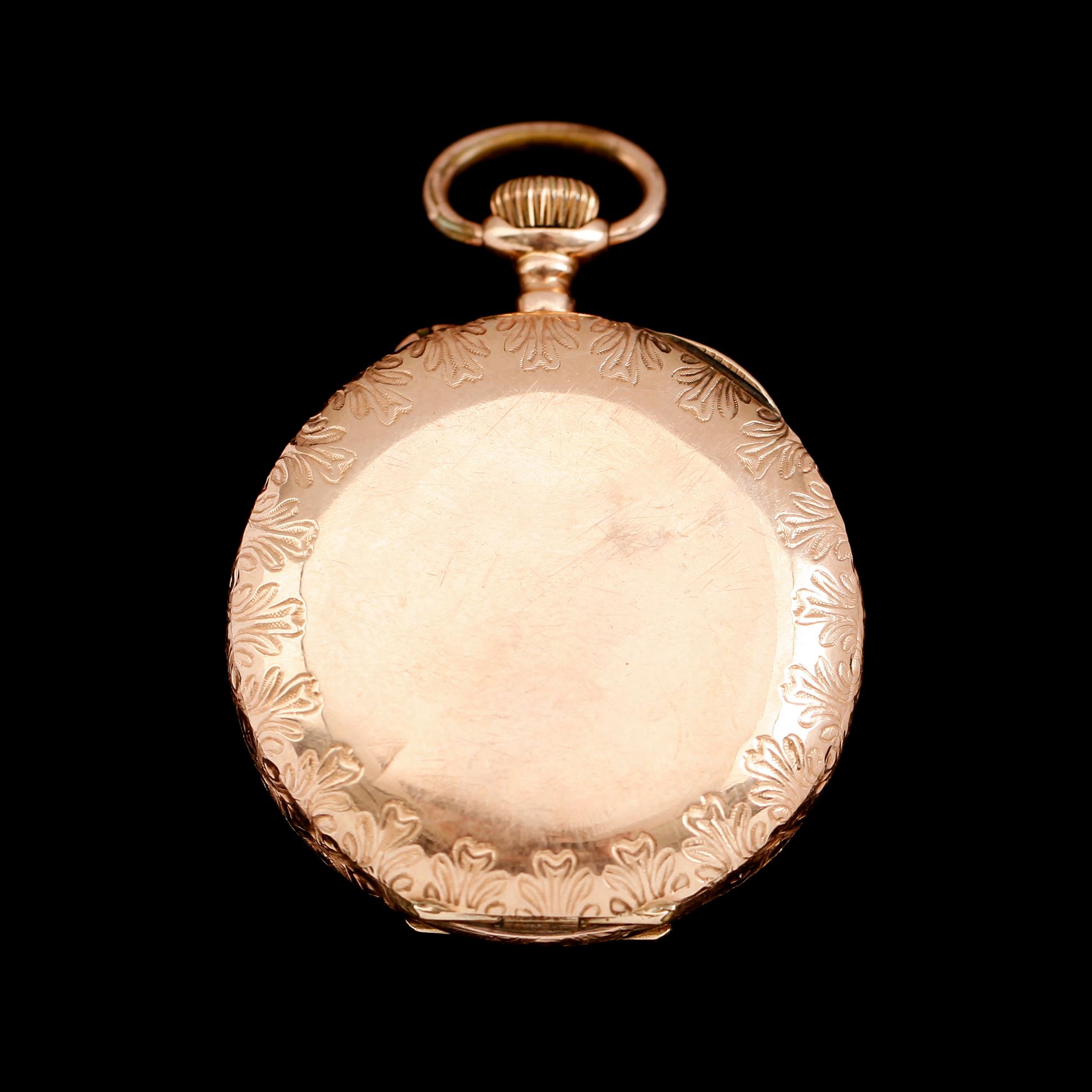 FICKUR, 14 k guld, omkring år 1900.