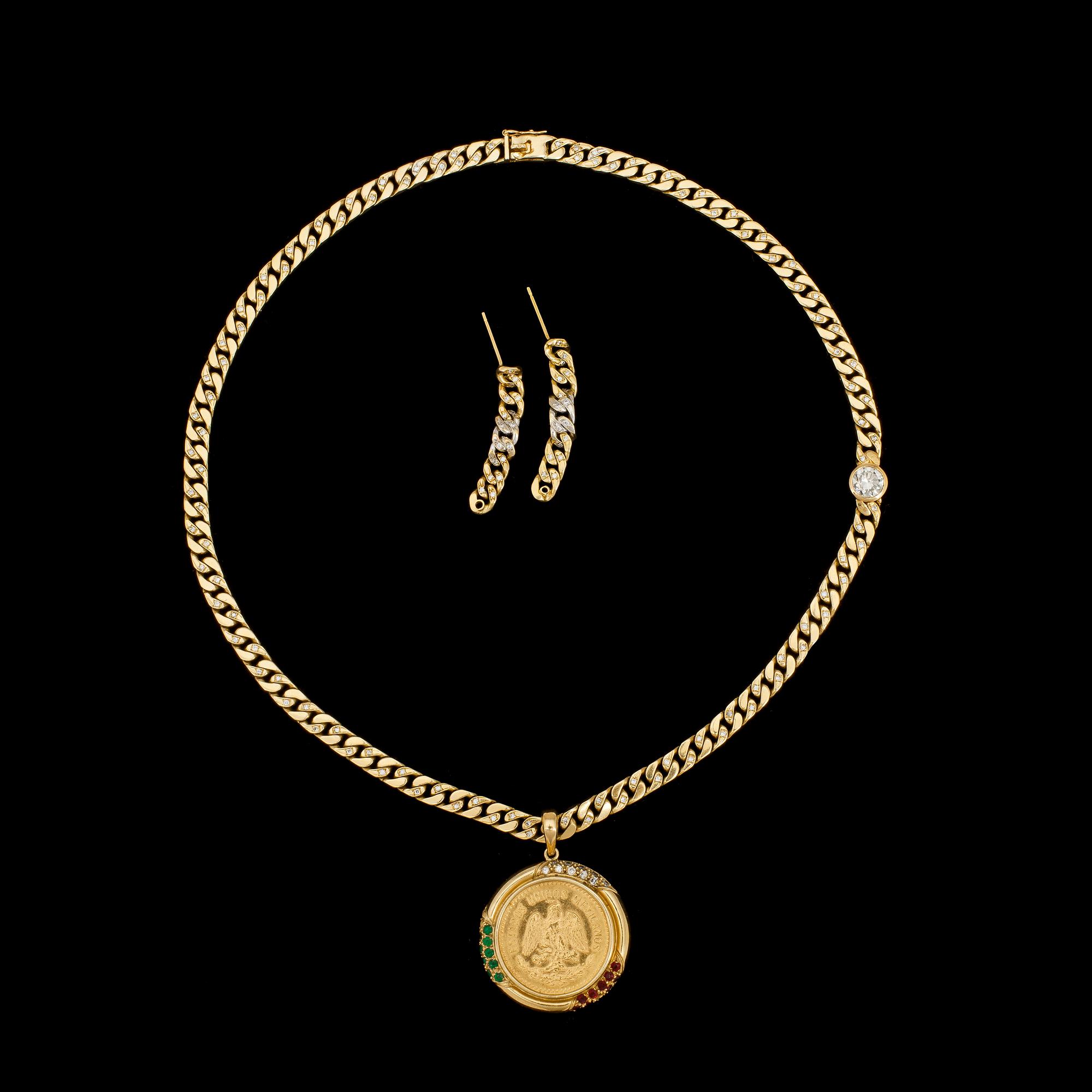 COLLIER, briljantslipad diamant, ca 1,10 ct, och 143 briljantslipade diamanter, tot. ca 1 ct.