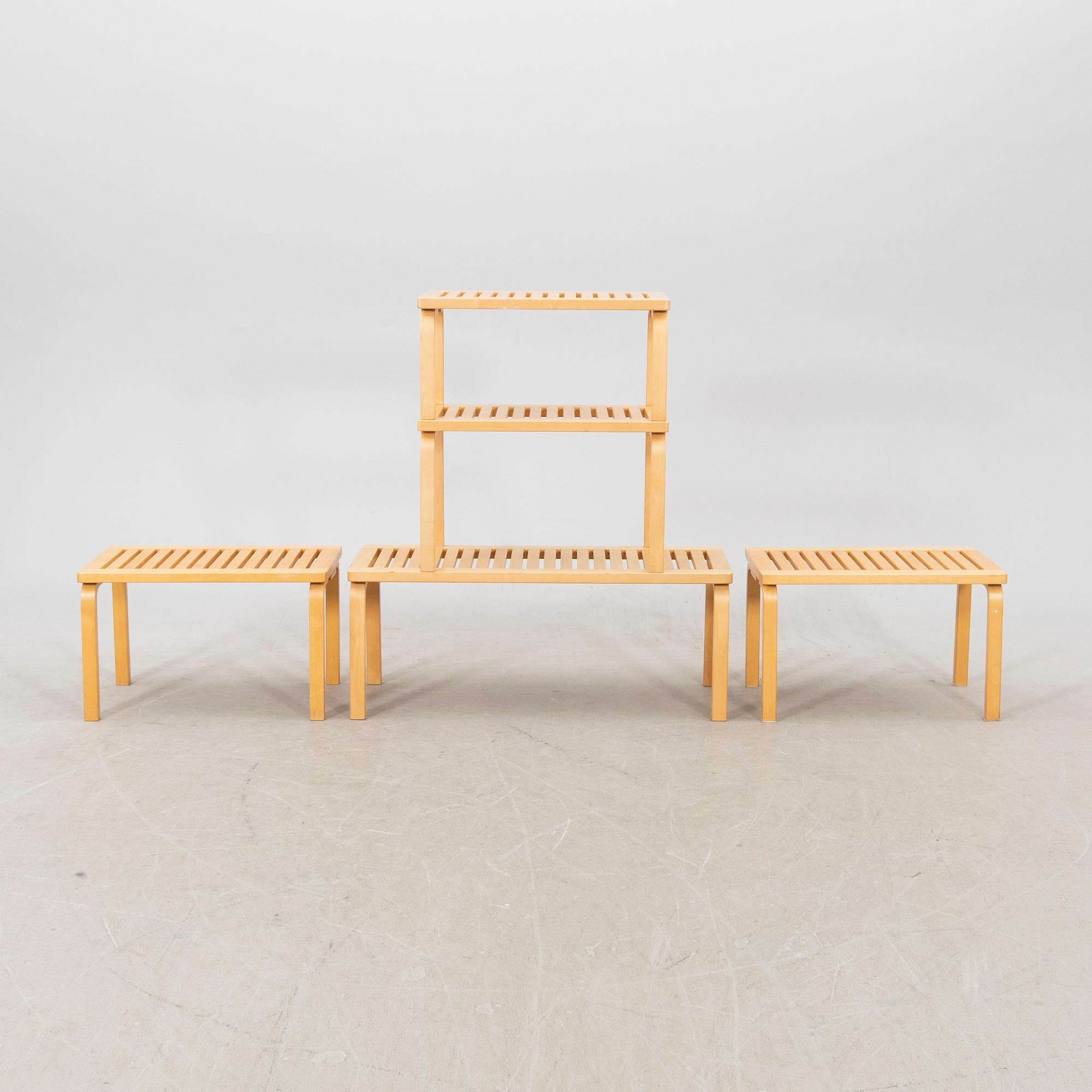 Alvar Aalto, bänkar 5 st, Artek 153A, Artek 153B samt Finland samtida.