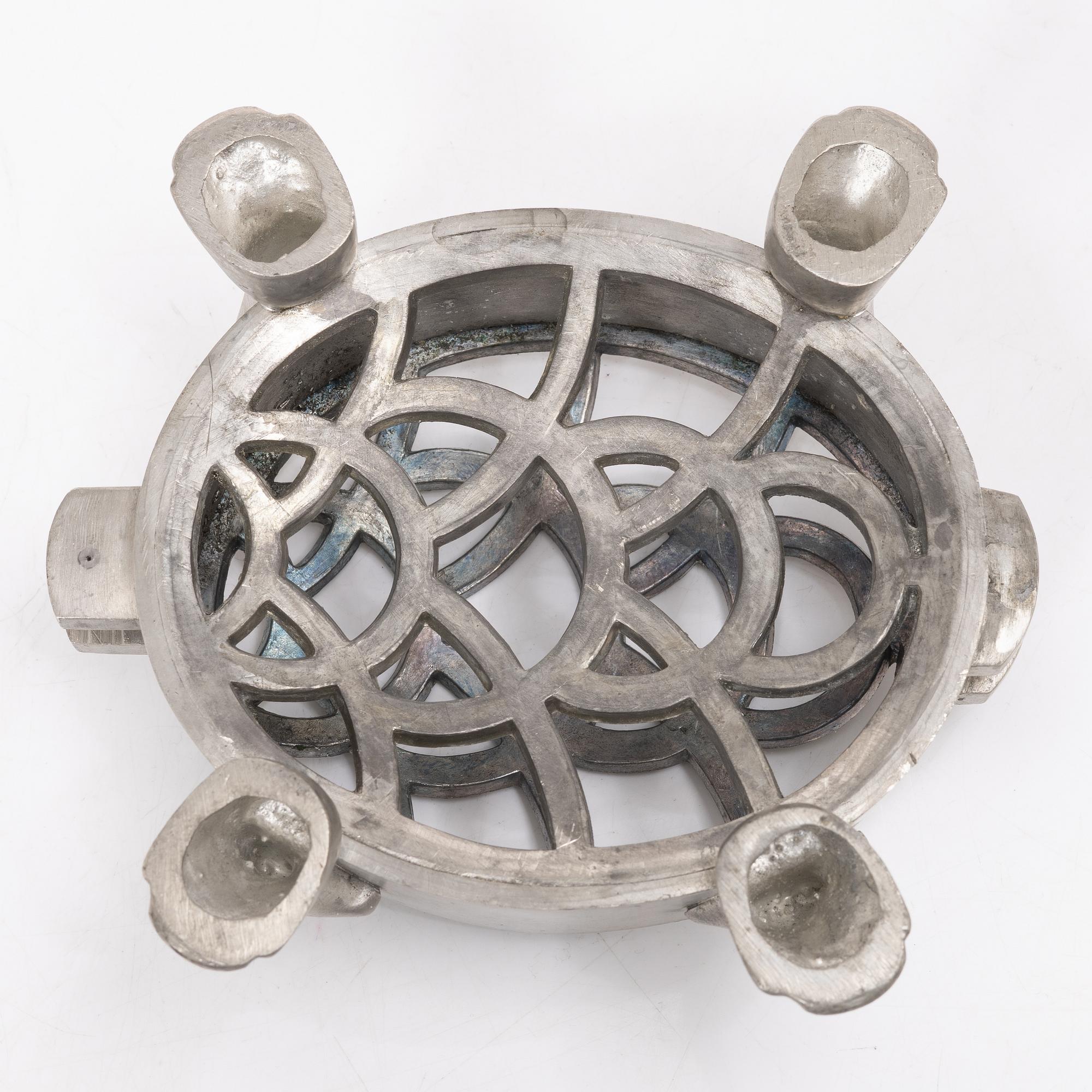 Firma Svenskt Tenn, a pewter flowerstand in the shape of a tortoise,  model no. A 1081, probably 1930s.