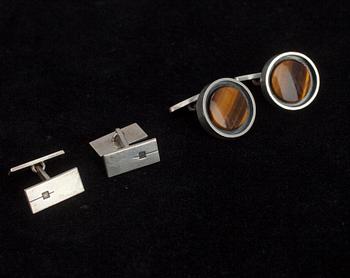 MANCHETTKNAPPAR, silver, tigeröga, Kupittaan Kulta, Elis Kauppi, Åbo 1962, 1966.