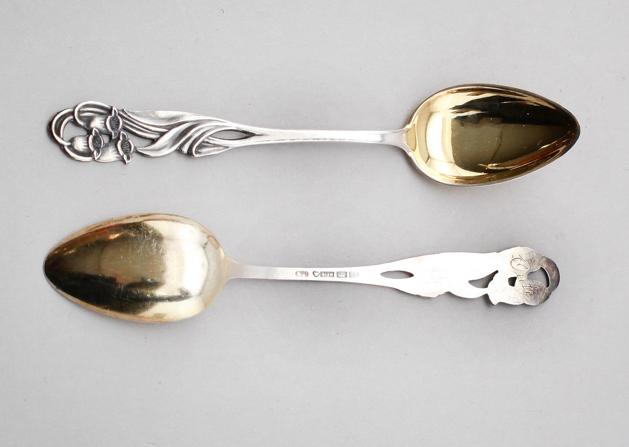 KAFFESKEDAR, 8 st, silver, Finland, 1950-tal. Vikt ca 77 gram.