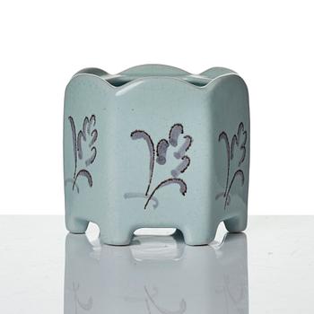 Wilhelm Kåge, eleven pieces of faience including jars, inkwells and a tulip vase, Gustavsberg, Sweden, 1919-1920.