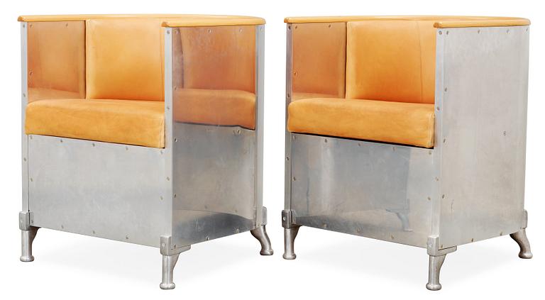 A pair of Mats Theselius 'Aluminium/Theselius' easy chairs, Källemo, Sweden, post 1990.