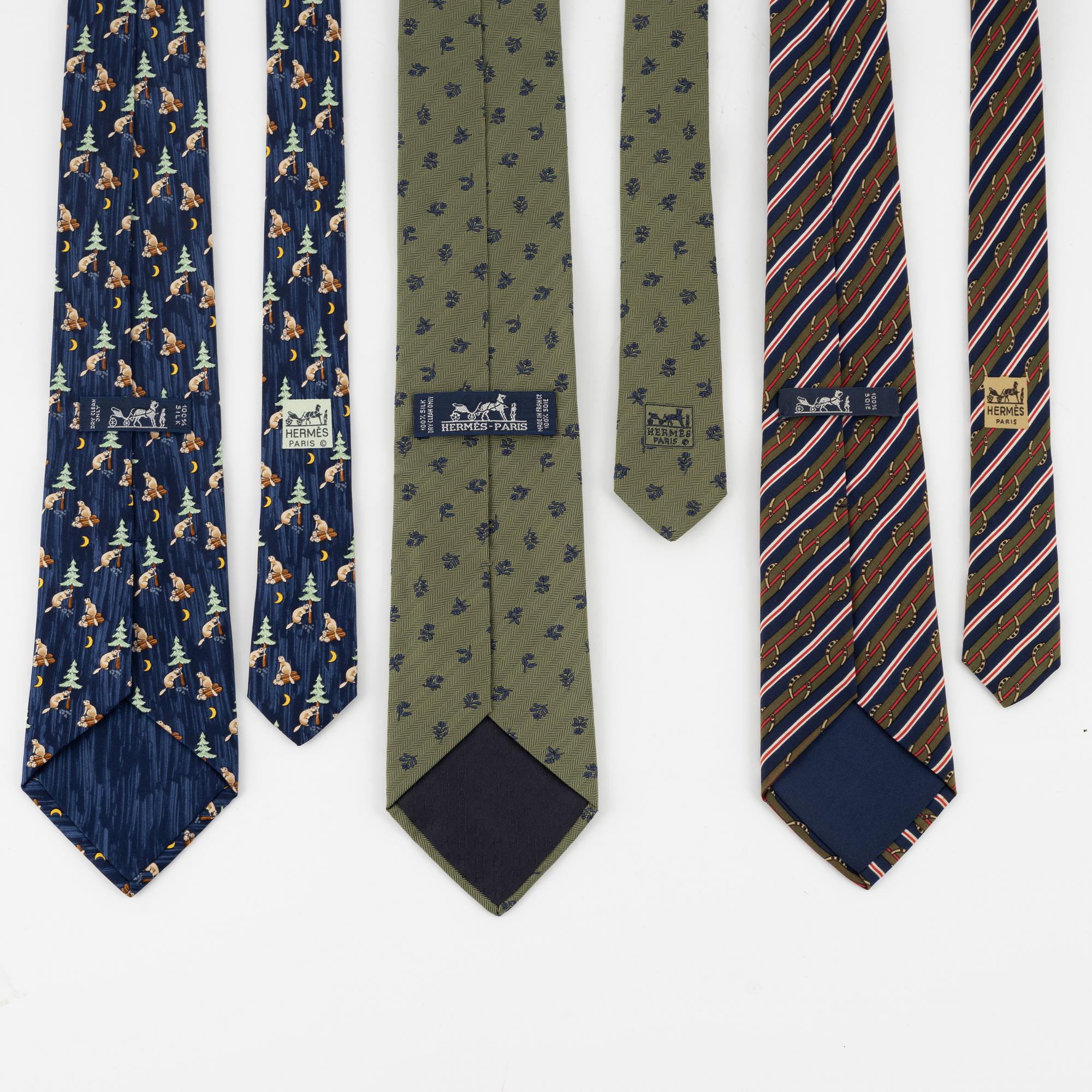 Hermès, three silk ties.