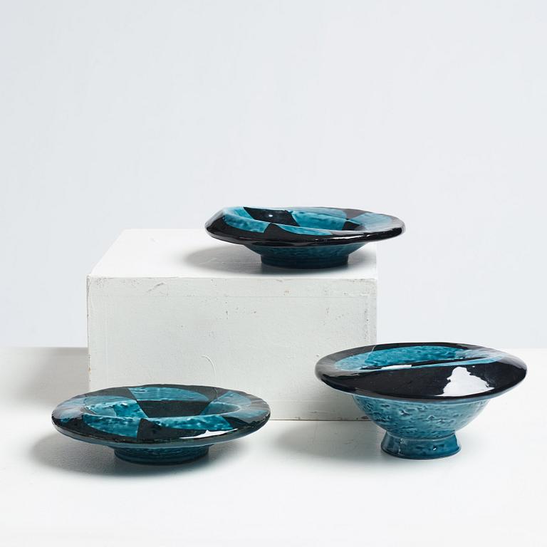 Vilhelm Bjerke-Petersen, a set of seven "Fasett" stoneware pieces, Rörstrand, Sweden 1951-52.