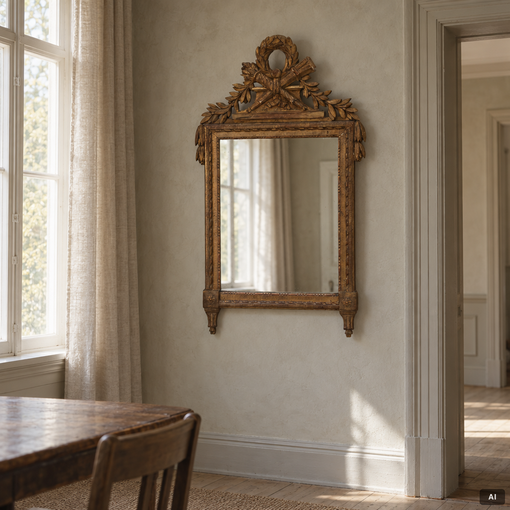 Mirror, Gustavian style, 20th century, incorporating older elements.