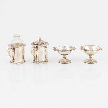 A Swedish silver five piece table centerpiece, mark of G A Dahlgren Ab, Malmö 1933-35.