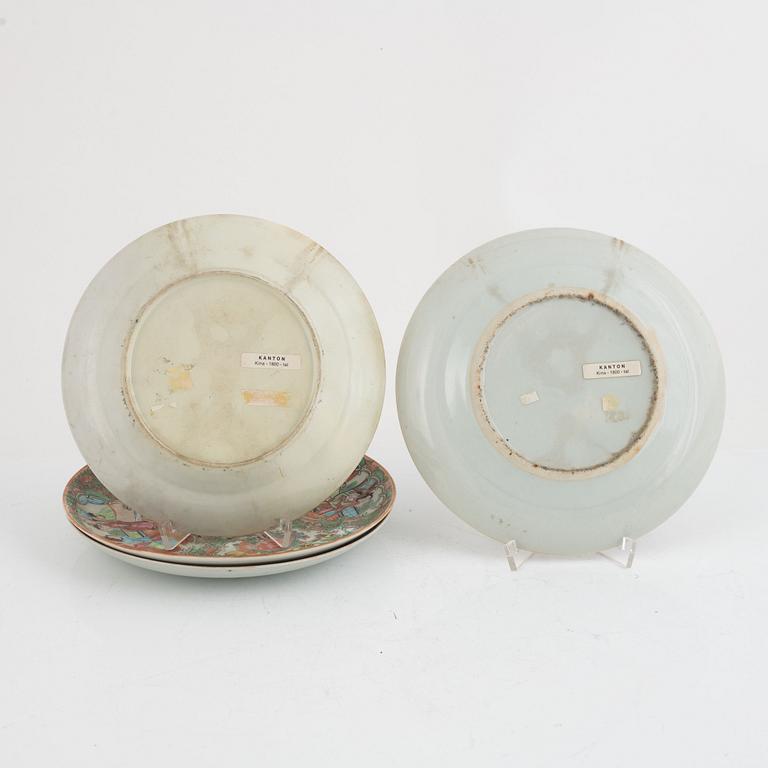 Six porcelain Canton plates, China, 19th century.
