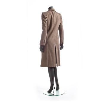 ARMANI COLLEZIONI, a beige/brown wool blend coat.