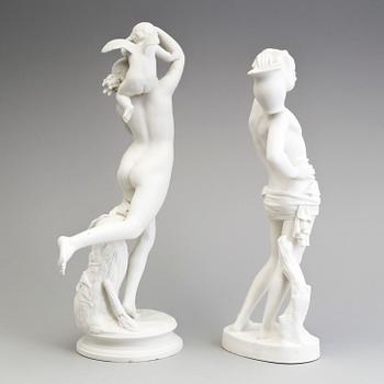 TWO PARIAN FIGURES, Gustafsberg, ca 1900.