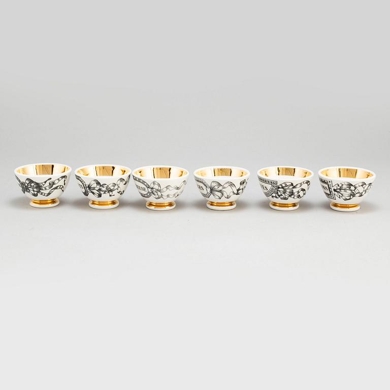 FORNASETTI, skålar, 6 st, porslin, Milano, Italien.
