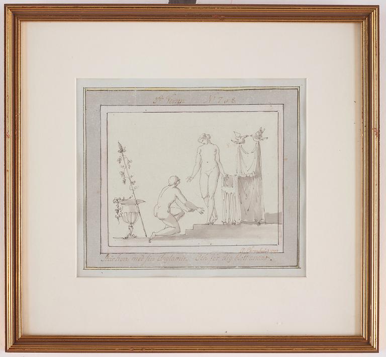 Carl August Ehrensvärd, "Goda gosse, glaset töm". Illustrations for drinking songs, 24.