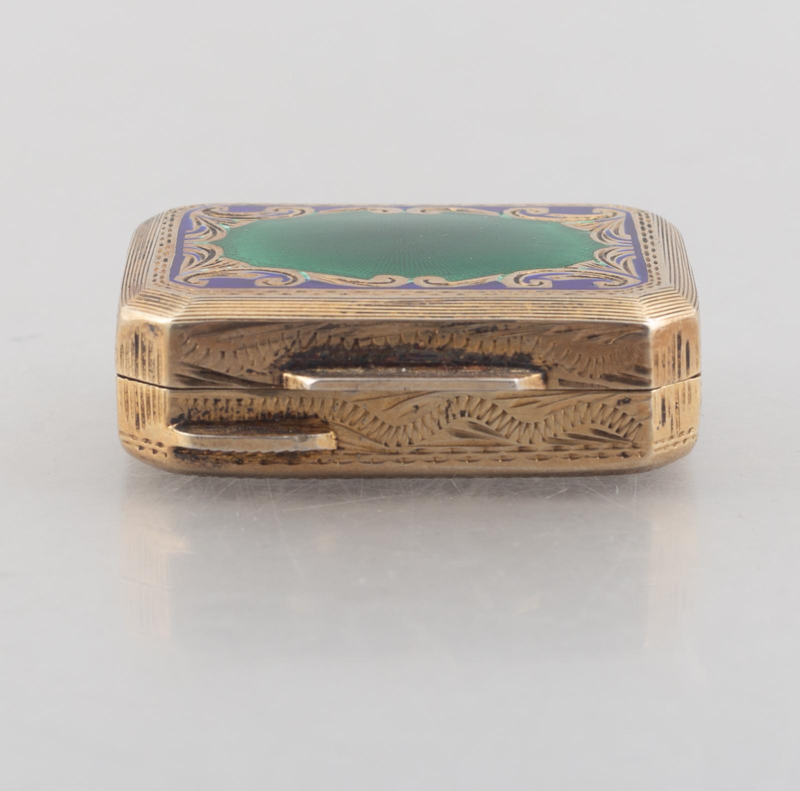 A silver gilt and enamel box, Swedish import mark.