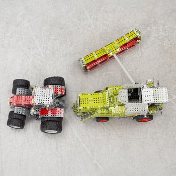 Meccano, locomotive and excavator.