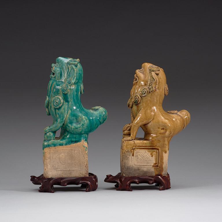 Two joss stick holders, Ming dynasty (1368-1644).