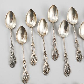 TESKEDAR, 10+12 st, silver, stämplade MEMA, Lidköping, respektive svenska importstämplar. Vikt 189 g.