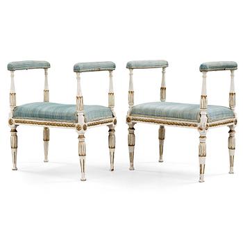 556. Two matched late Gustavian circa 1800 stools.