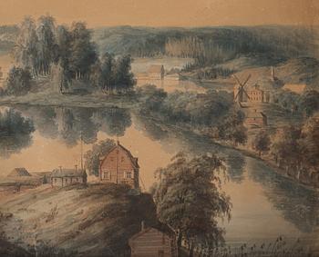 Johan Adam von Gertten (Gerdten), Landscape with lake and buildings.