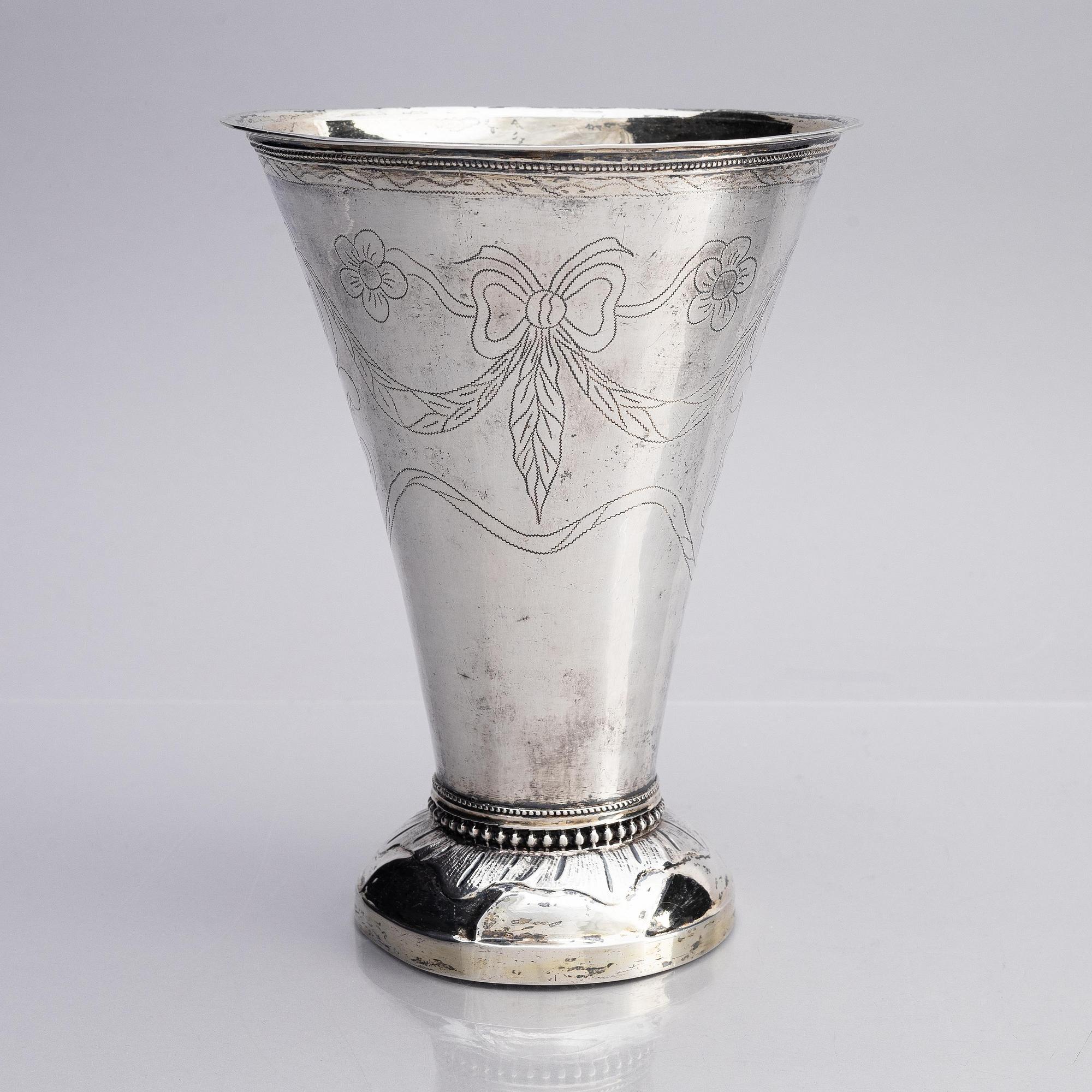 A Swedish 18th Century parcel-gilt silver beaker, mark of Erik Enander, Uppsala 1797.