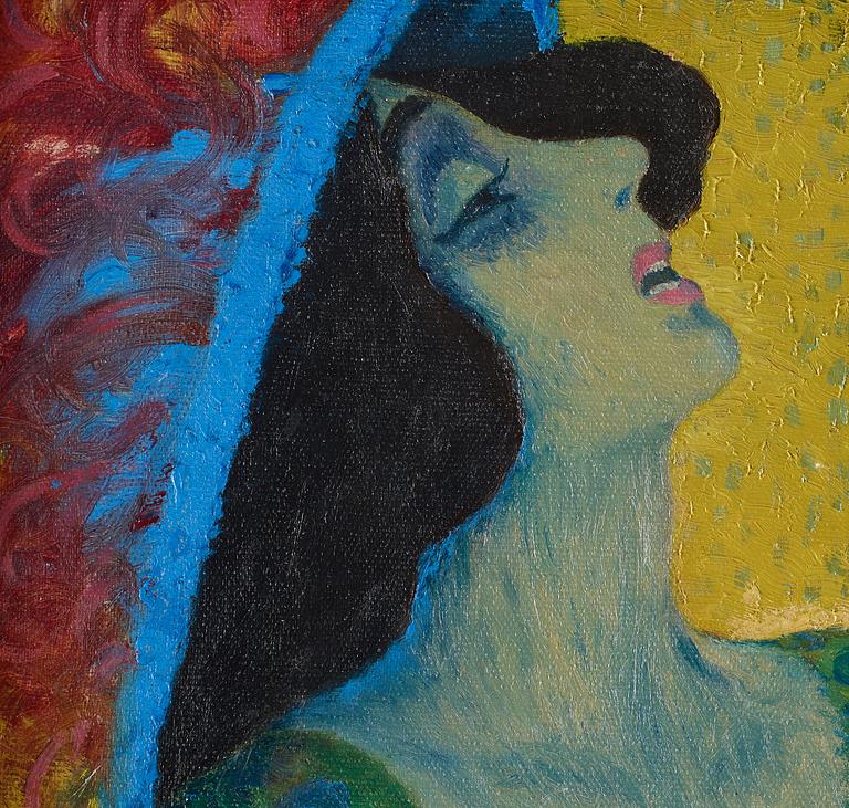 Gösta Nystroem, Elegant woman in a green dress.