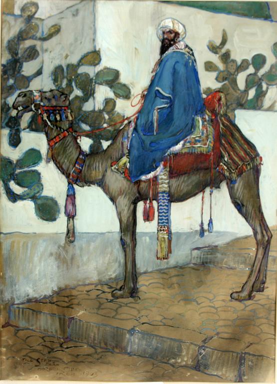 OLLE HJORTZBERG, gouache, sign med dedikation och dat Rom 1903.