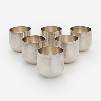 Tapio Wirkkala, pikareita, 6 kpl, sterlinghopeaa, Kultakeskus, Hämeenlinna 1973 ja 1974.