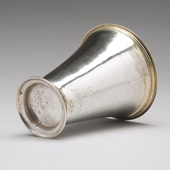 A Swedish 18th century parcel-gilt silver beaker, mark of Peter Gadd, Kristianstad 1776.