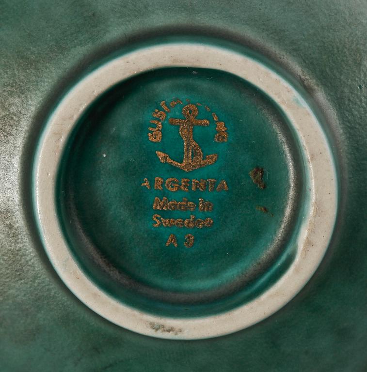 VAS och SKÅL, stengods, "Argenta", Wilhelm Kåge, Gustavsberg.