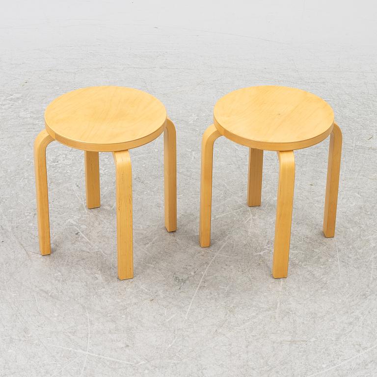 Alvar Aalto, a pair of model E60 stools, Artek, Finland.
