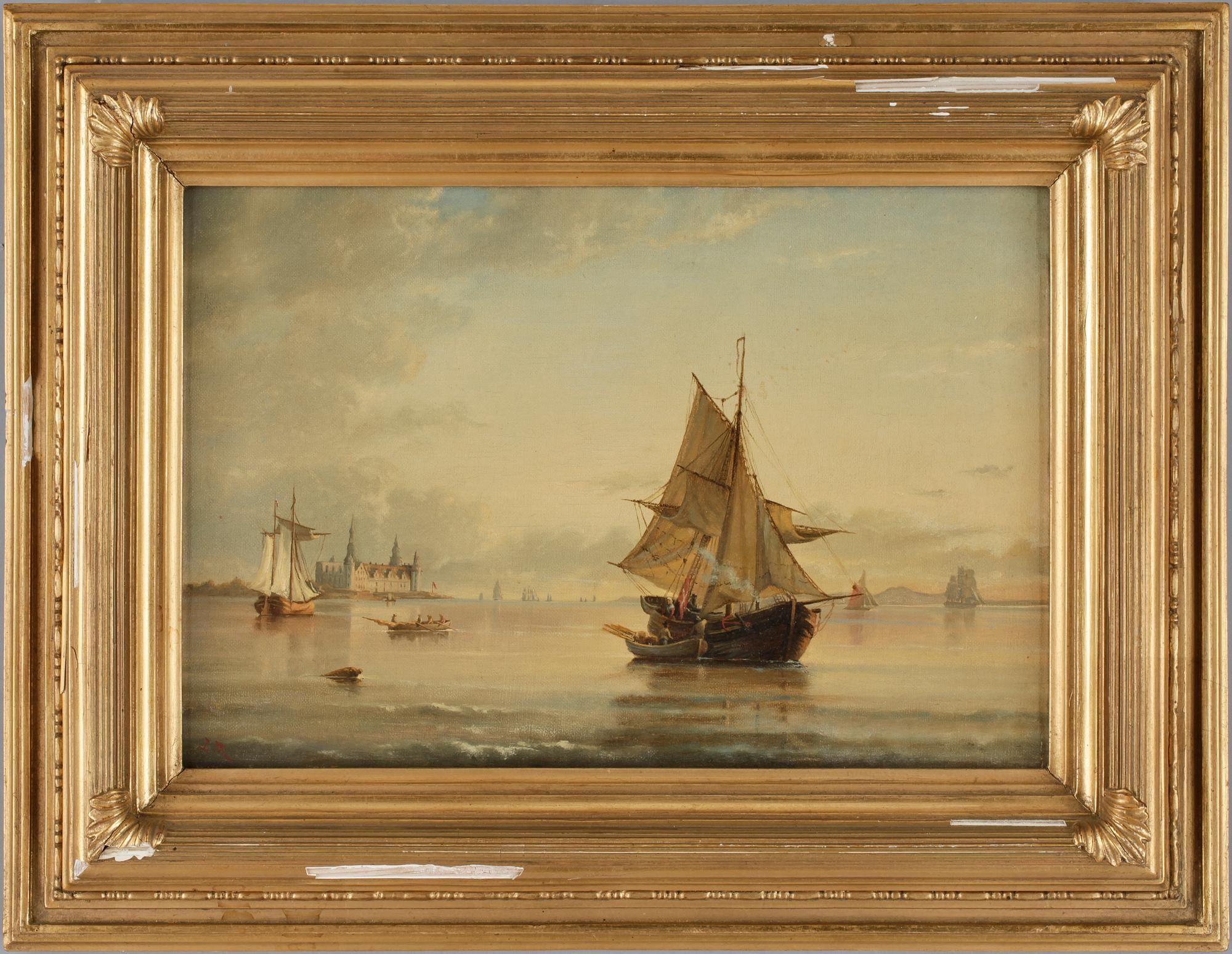 OKÄND KONSTNÄR, efter 
Carl Frederick Sörensen, olja på duk, monogram sign L.R.