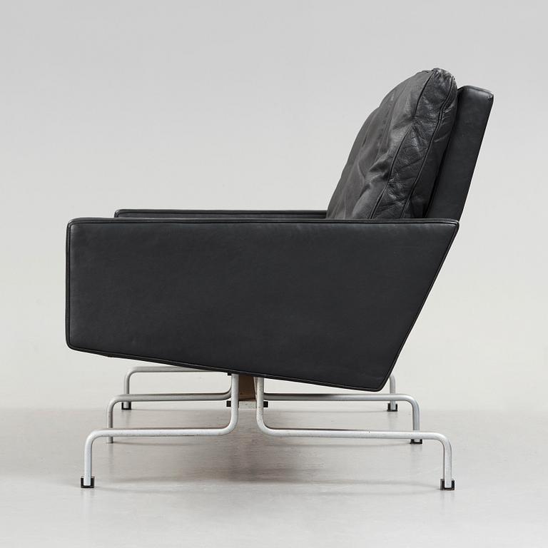 Poul Kjaerholm, a "PK31-2" black leather sofa, edition E Kold Christensen, Denmark 1960's.