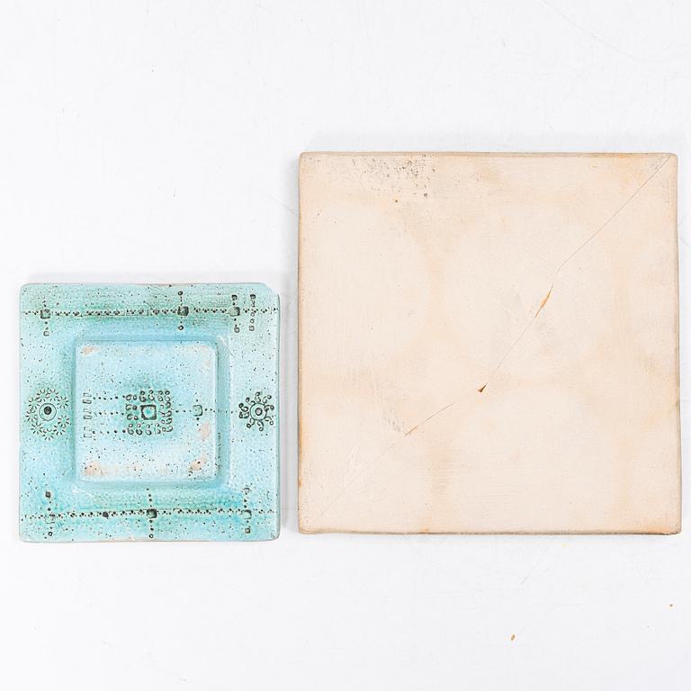 Rut Bryk, plates, as well as plate/wall relief, stoneware.