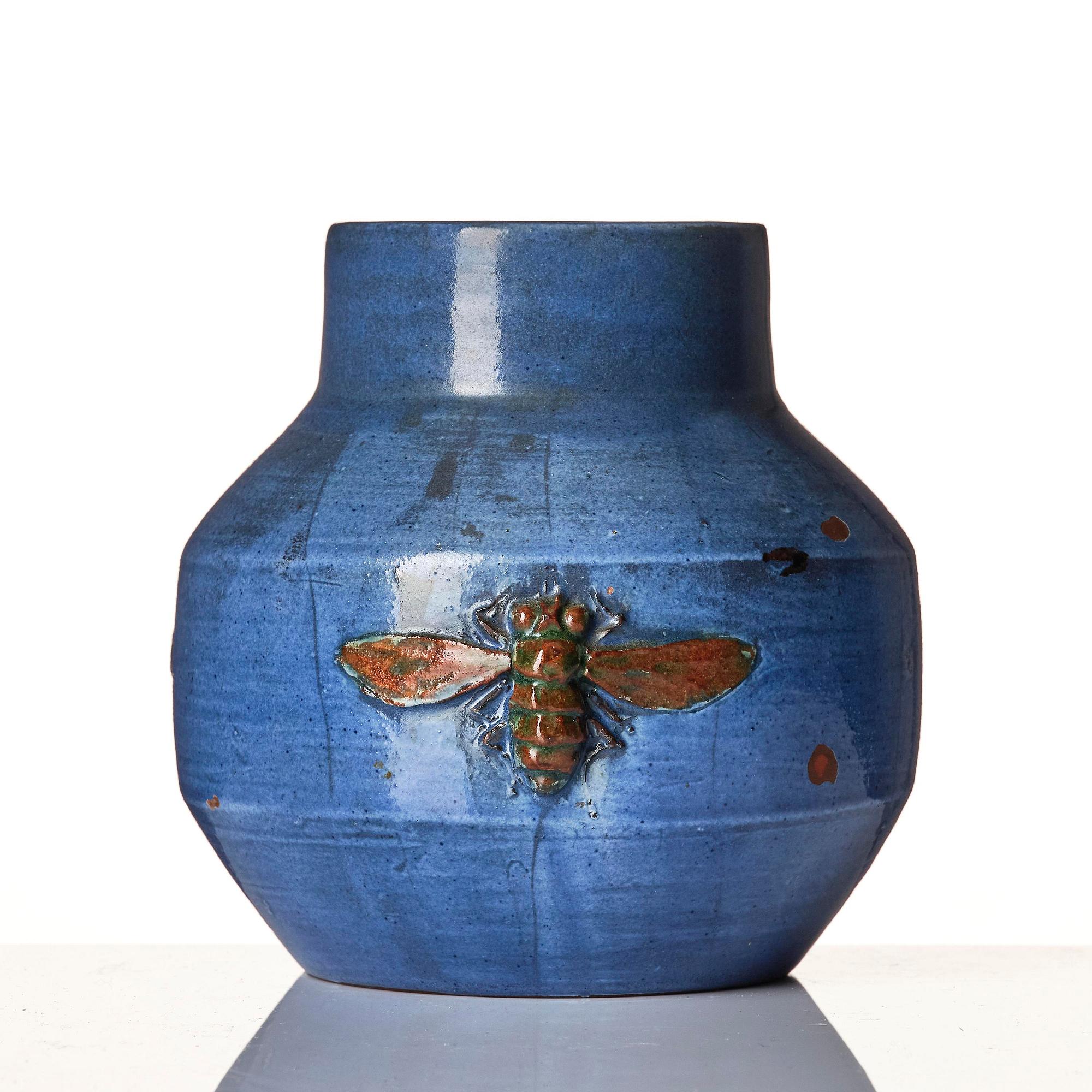 Hilma Persson-Hjelm, a glazed earthenware art nouveau vase, executed in her studio, Arvika, 1911. No 1505.