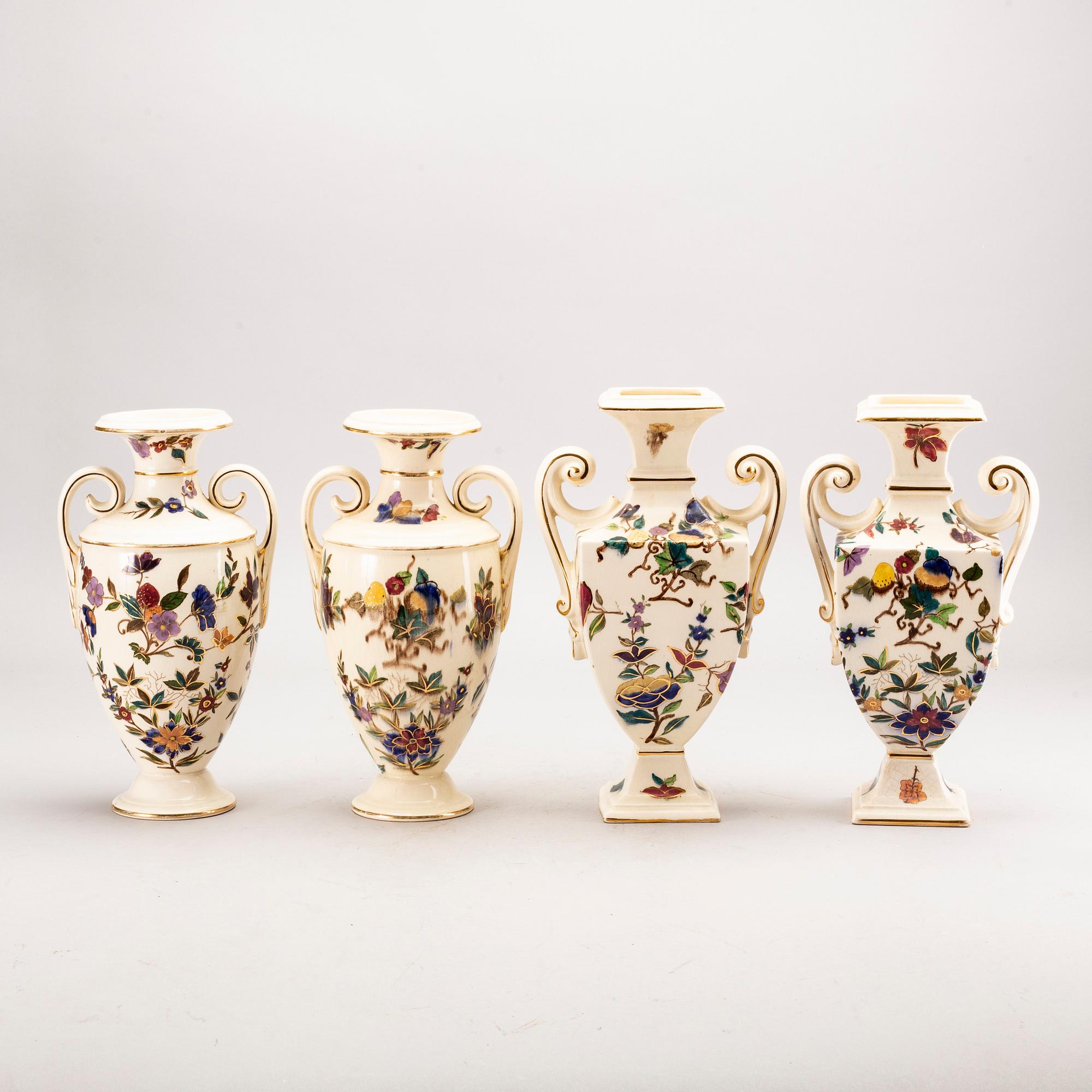 A set of 2 pairs of Rörstrand majolica urns.