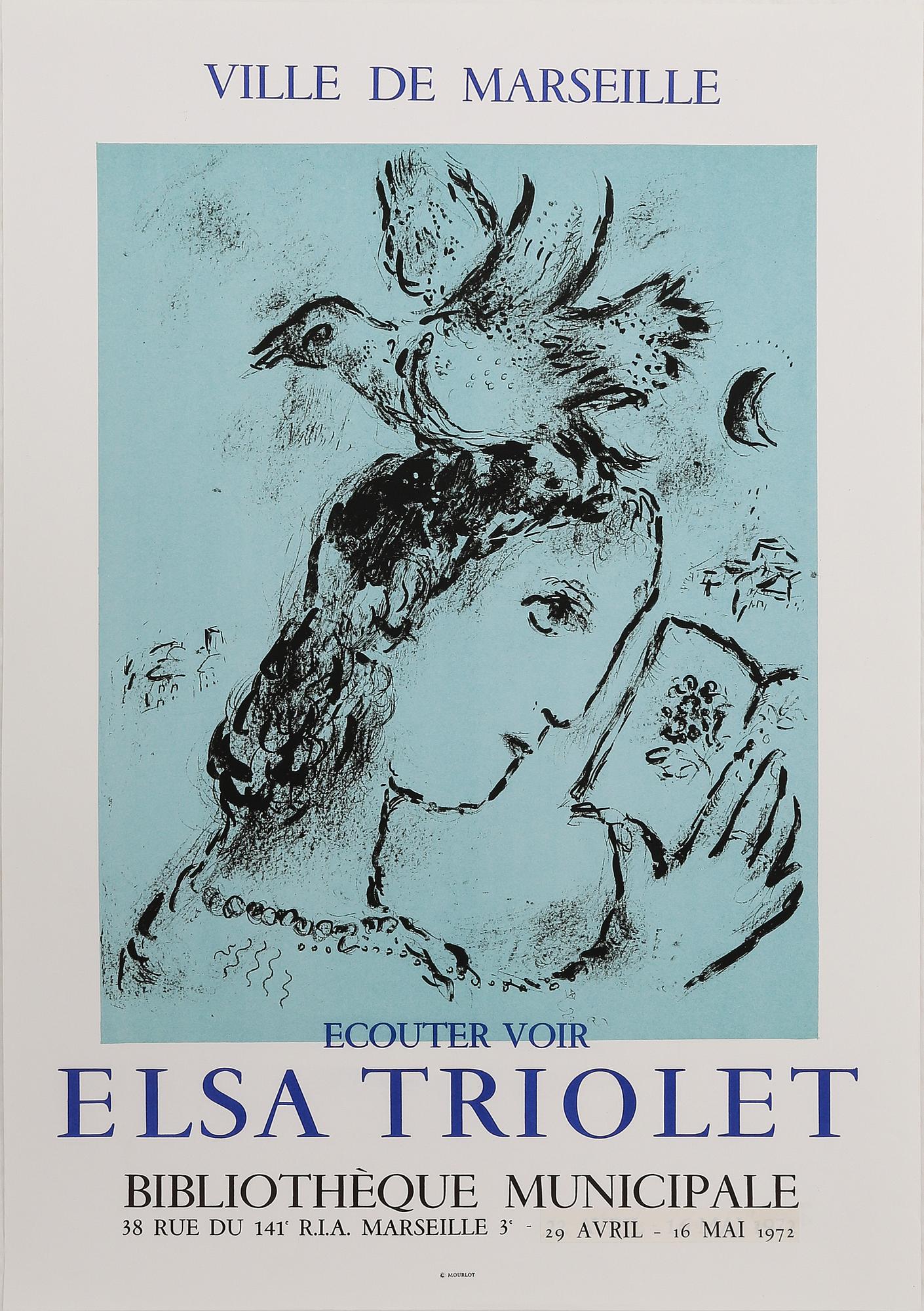 MARC CHAGALL, färglitografisk affisch, Mourlot, 1972.