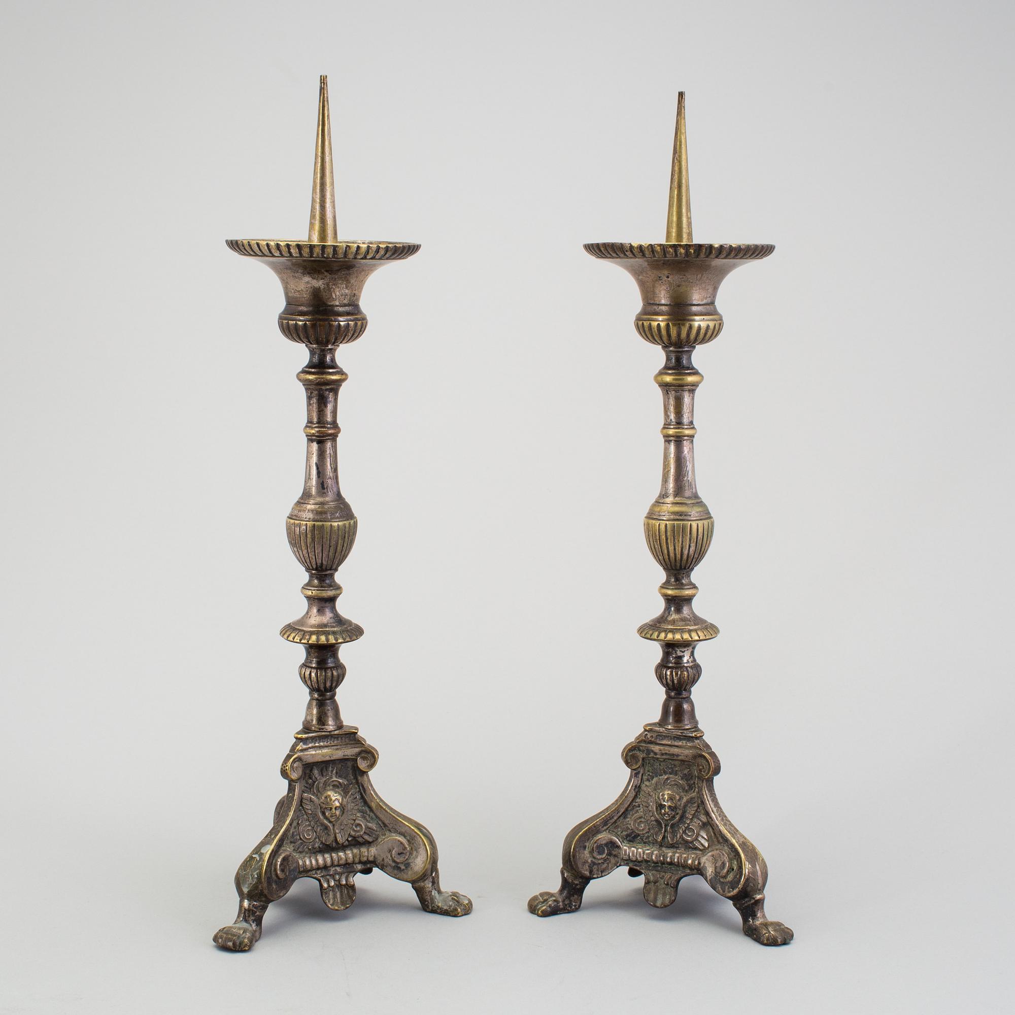 ALTARSTAKAR, ett par, 1800-tal.