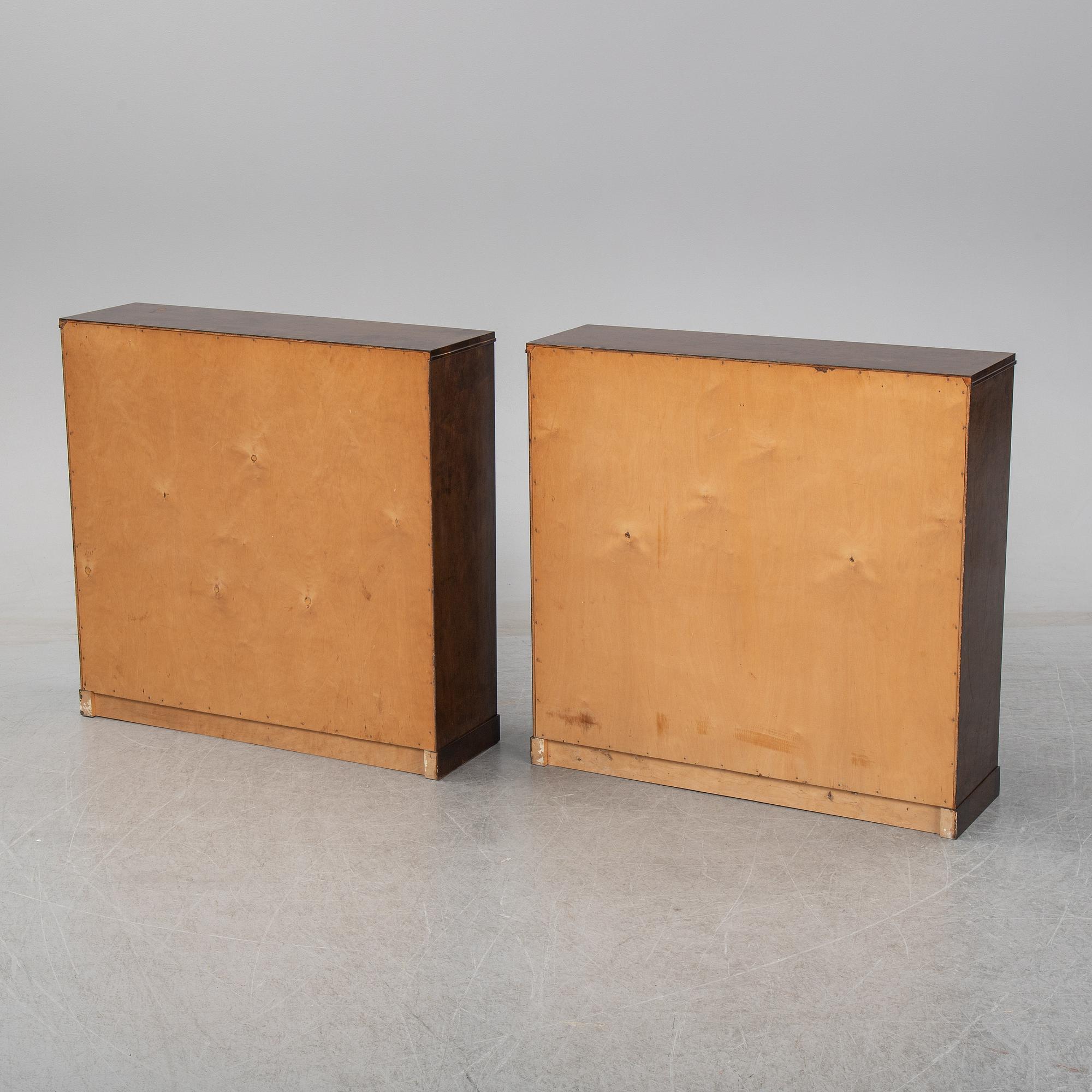 A pair of 1940's stained birch book cases.